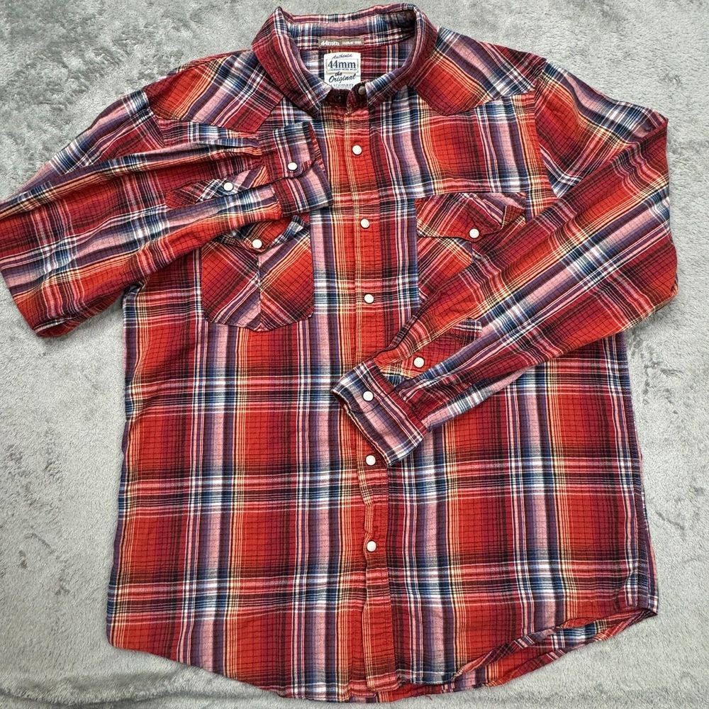 44 MM Plaid Shirt Men's Size X-Large Pearl Snap Long Sleeve - Picture 4 of 13